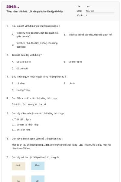 Thực hành chính tả: Lời kêu gọi toàn dân tập thể dục