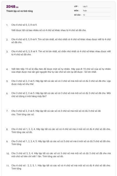 Thành lập số và tính tổng
