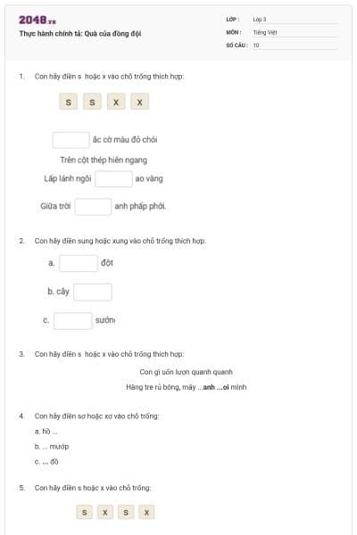 Thực hành chính tả: Quà của đồng đội