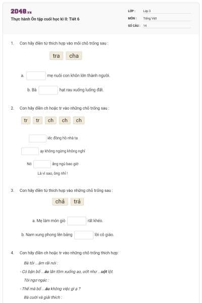 Thực hành Ôn tập cuối học kì II: Tiết 6