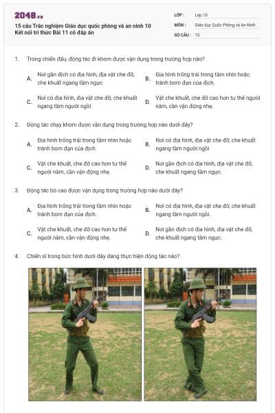 15 câu Trắc nghiệm Giáo dục quốc phòng và an ninh 10 Kết nối tri thức Bài 11 có đáp án