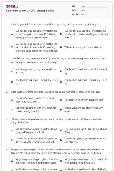 Đề kiểm tra 45 phút Vật Lý 8 - Chương 2 (đề 2)