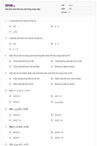 Xét tính chia hết của một tổng hoặc hiệu