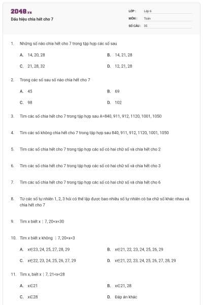 Dấu hiệu chia hết cho 7