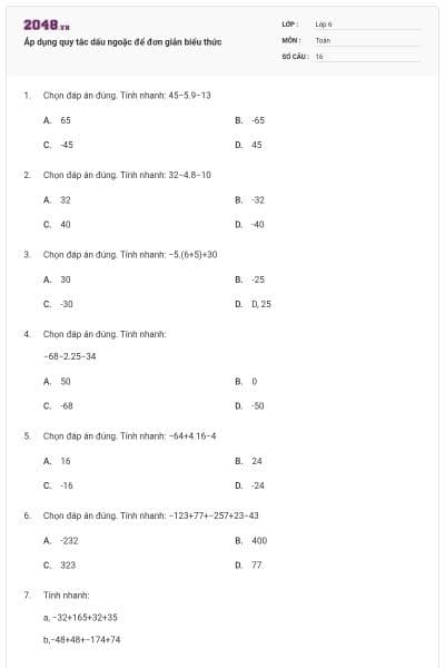 Áp dụng quy tắc dấu ngoặc để đơn giản biểu thức