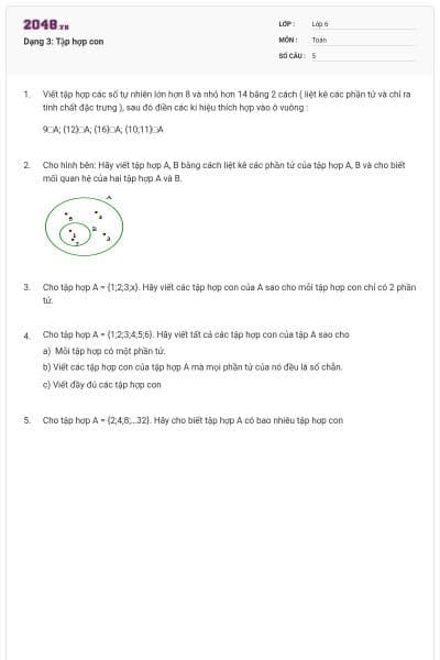 Dạng 3: Tập hợp con