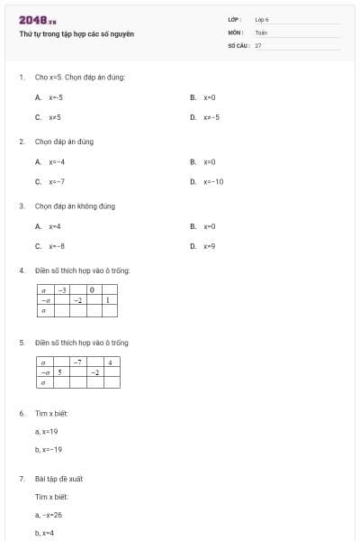 Thứ tự trong tập hợp các số nguyên