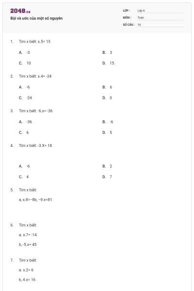 Bội và ước của một số nguyên