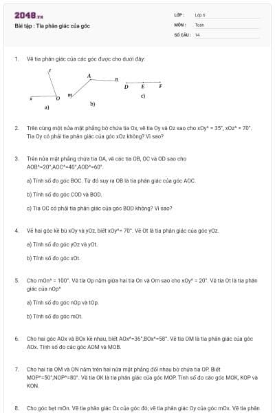 Bài tập : Tia phân giác của góc