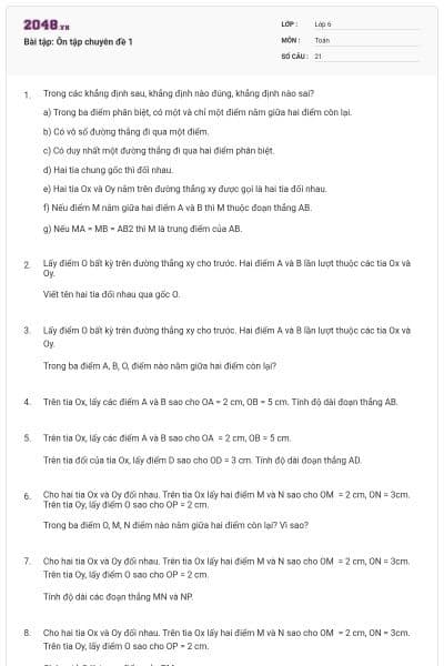 Bài tập: Ôn tập chuyên đề 1