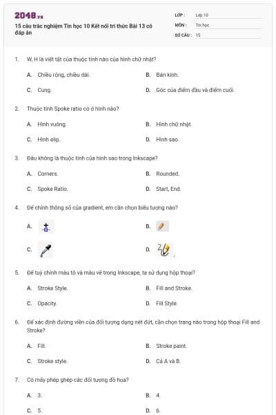 15 câu trắc nghiệm Tin học 10 Kết nối tri thức Bài 13 có đáp án