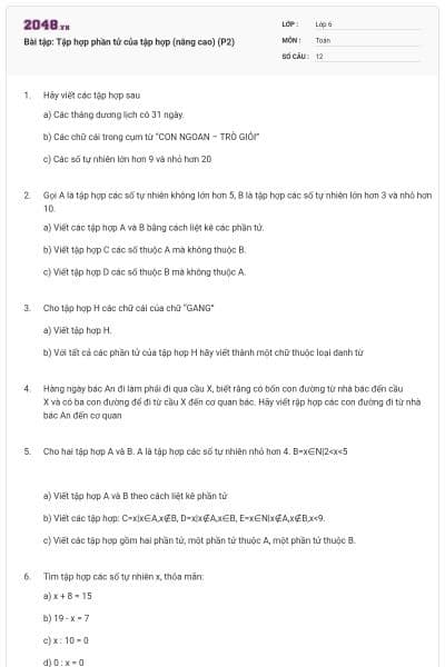 Bài tập: Tập hợp phần tử của tập hợp (nâng cao) (P2)