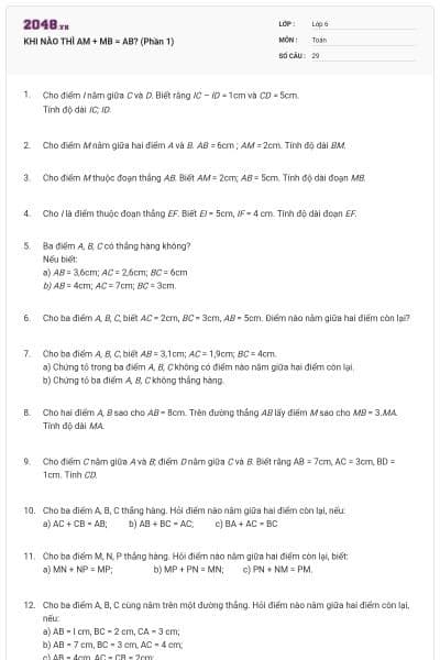 KHI NÀO THÌ AM + MB = AB? (Phần 1)