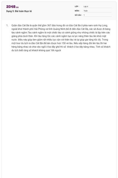 Dạng 5: Bài toán thực tế