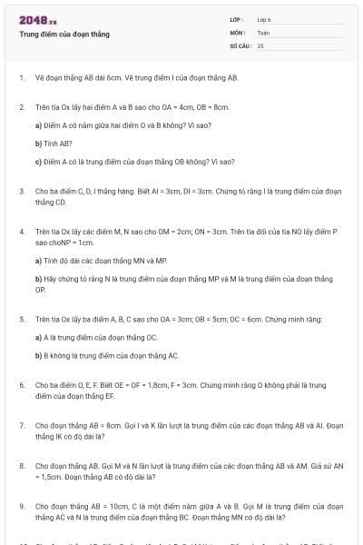 Trung điểm của đoạn thẳng