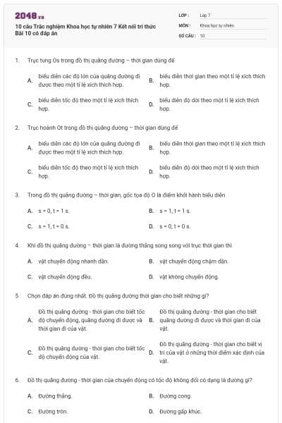 10 câu Trắc nghiệm Khoa học tự nhiên 7 Kết nối tri thức Bài 10 có đáp án
