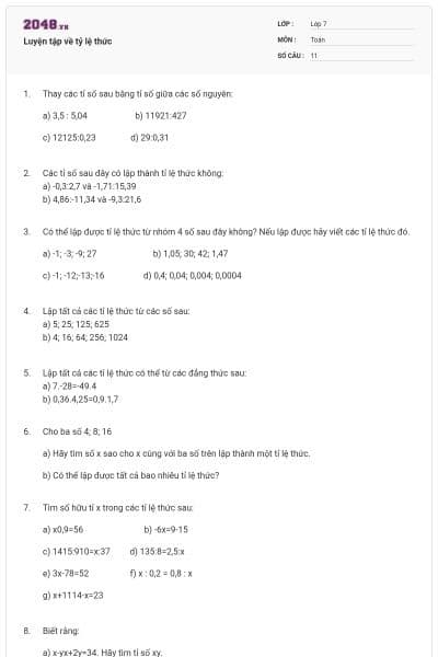 Luyện tập về tỷ lệ thức