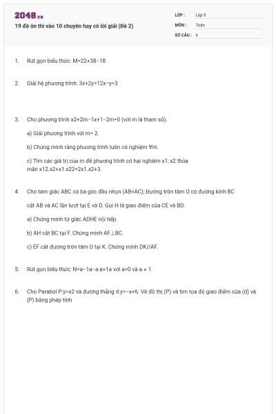 19 đề ôn thi vào 10 chuyên hay có lời giải (Đề 2)