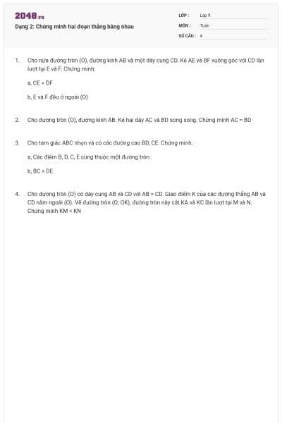 Dạng 2: Chứng minh hai đoạn thẳng bằng nhau