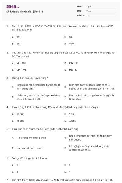 Đề kiểm tra chuyên đề I (đề số 1)