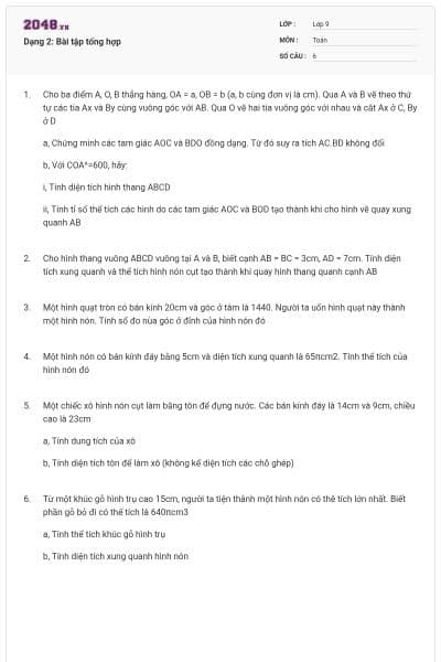 Dạng 2: Bài tập tổng hợp