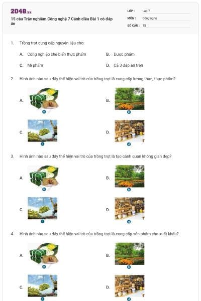 15 câu Trắc nghiệm Công nghệ 7 Cánh diều Bài 1 có đáp án