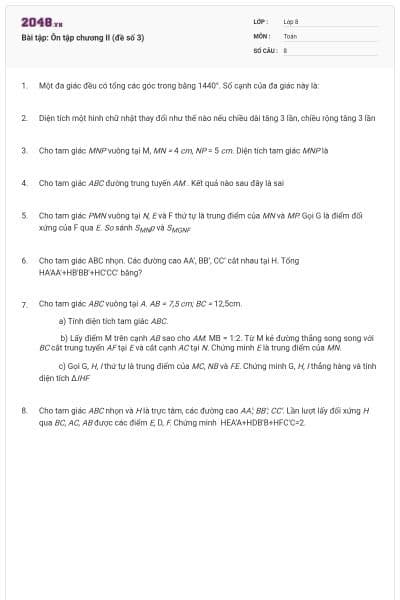 Bài tập: Ôn tập chương II (đề số 3)