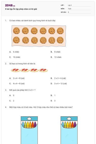 8 bài tập Ôn tập phép nhân có lời giải