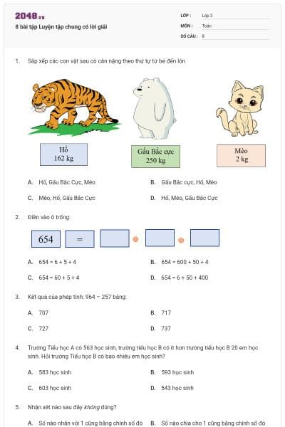 8 bài tập Luyện tập chung có lời giải