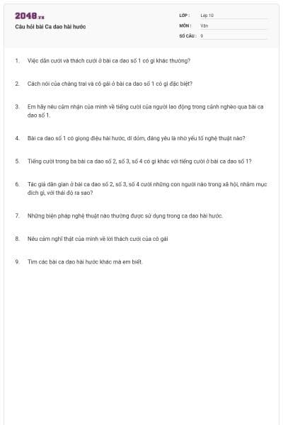 Câu hỏi bài Ca dao hài hước