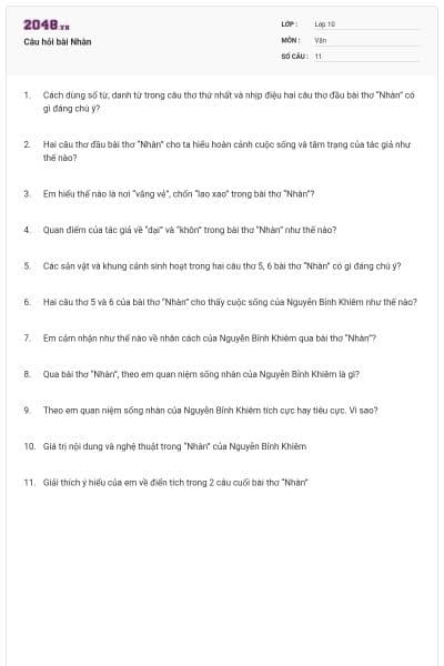 Câu hỏi bài Nhàn