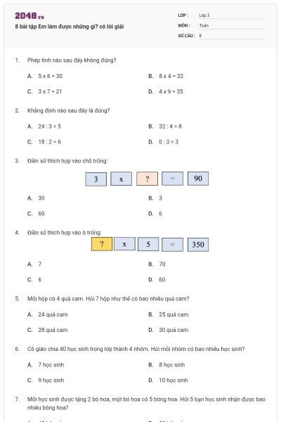 8 bài tập Em làm được những gì? có lời giải