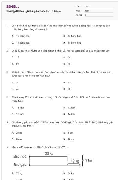 8 bài tập Bài toán giải bằng hai bước tính có lời giải