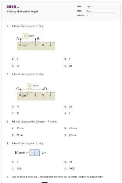 8 bài tập Mi-li-mét có lời giải
