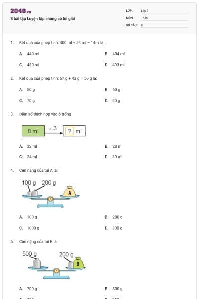 8 bài tập Luyện tập chung có lời giải