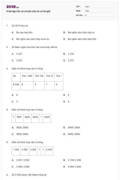 8 bài tập Các số có bốn chữ số có lời giải