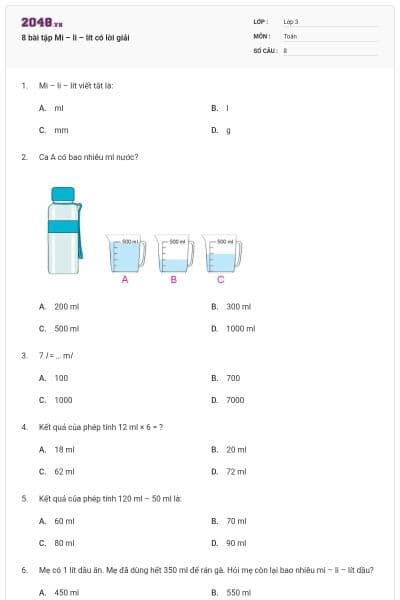 8 bài tập Mi – li – lít có lời giải