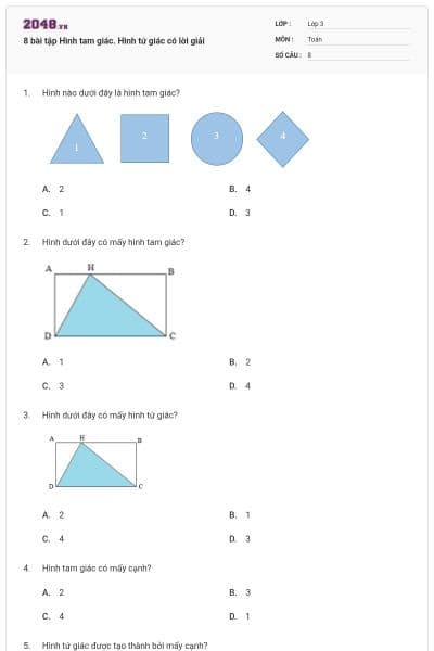 8 bài tập Hình tam giác. Hình tứ giác có lời giải