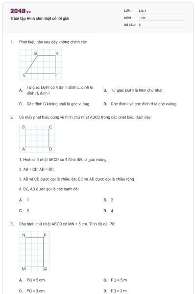 8 bài tập Hình chữ nhật có lời giải