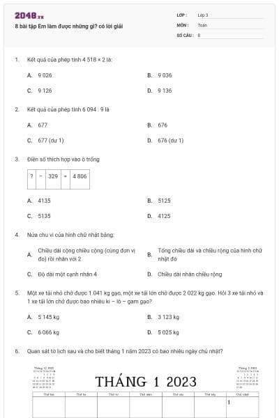 8 bài tập Em làm được những gì? có lời giải