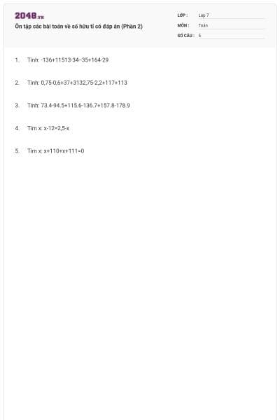 Ôn tập các bài toán về số hữu tỉ có đáp án (Phần 2)