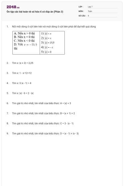 Ôn tập các bài toán về số hữu tỉ có đáp án (Phần 3)