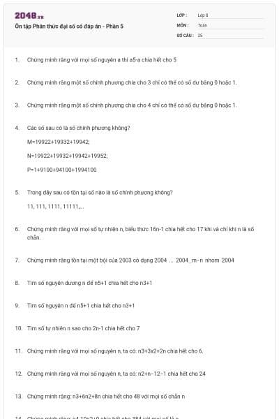 Ôn tập Phân thức đại số có đáp án - Phần 5