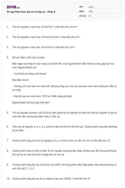 Ôn tập Phân thức đại số có đáp án - Phần 8