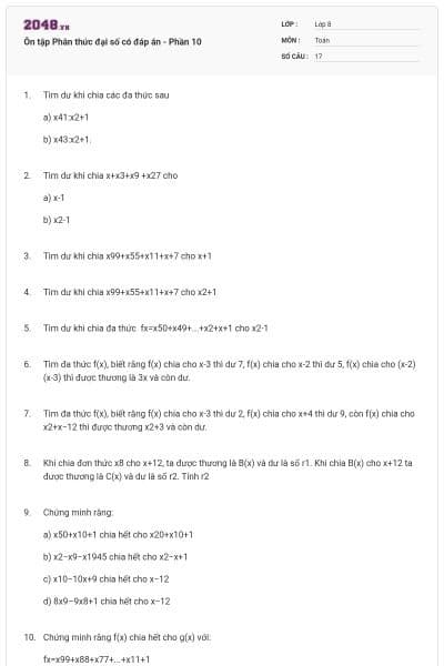 Ôn tập Phân thức đại số có đáp án - Phần 10
