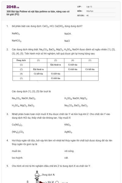 300 Bài tập Polime và vật liệu polime cơ bản, nâng cao có lời giải (P3)