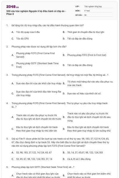 500 câu trắc nghiệm Nguyên lí hệ điều hành có đáp án - Phần 8