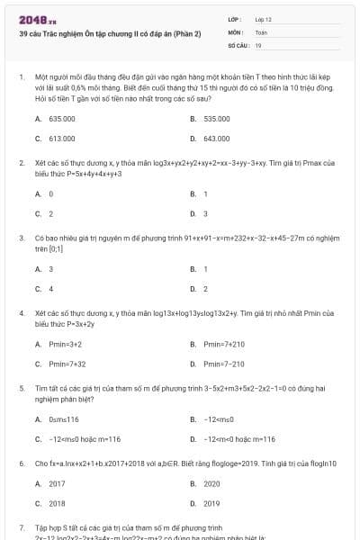 39 câu Trắc nghiệm Ôn tập chương II có đáp án (Phần 2)
