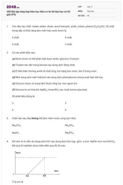 300 Bài tập tổng hợp Hóa học Hữu cơ ôn thi Đại học có lời giải (P5)