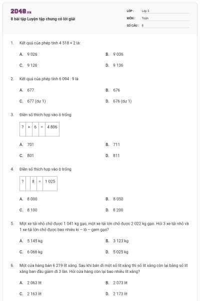 8 bài tập Luyện tập chung có lời giải